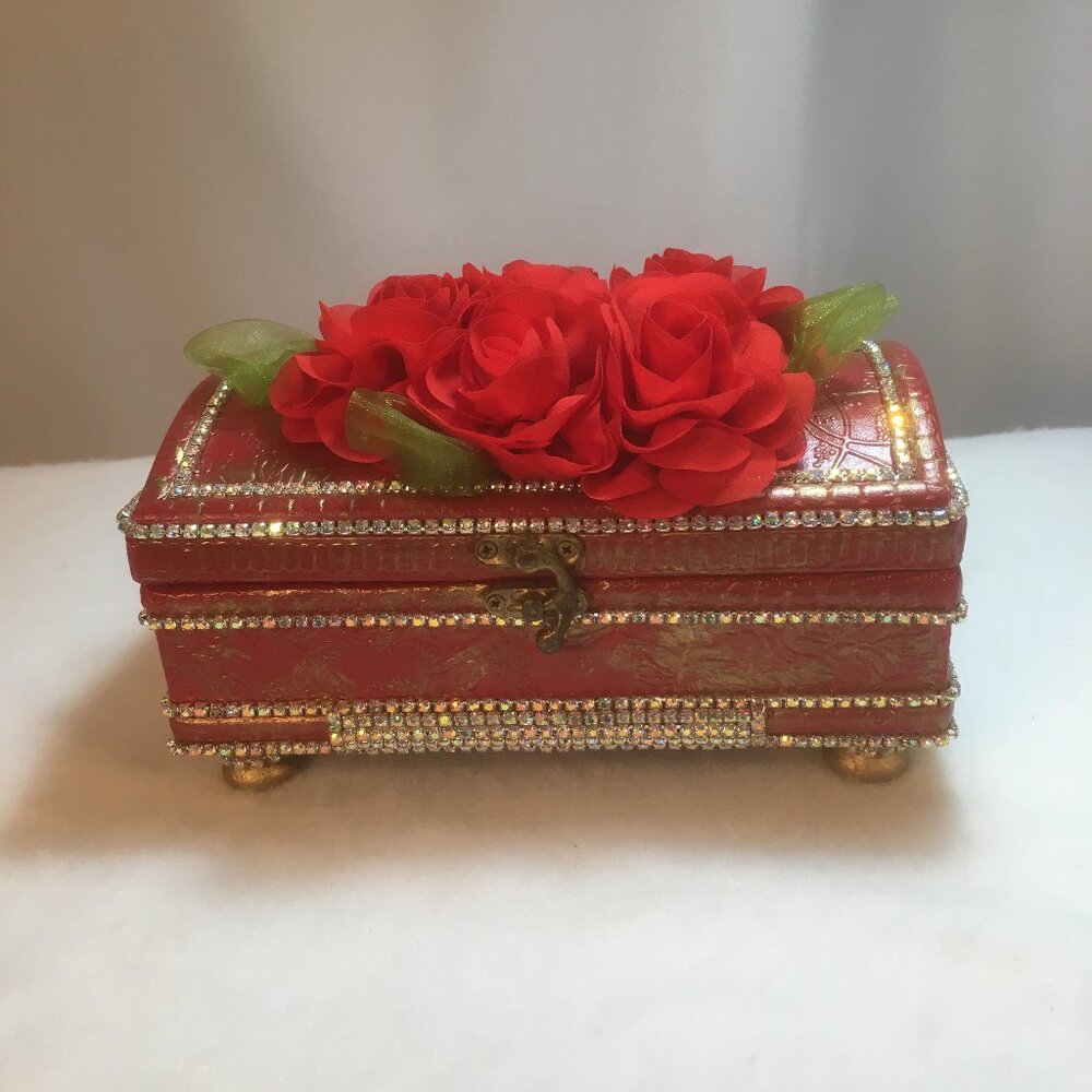 Vintage Handmade Artisan Restyled Jewelry Box        FREE SHIPPING